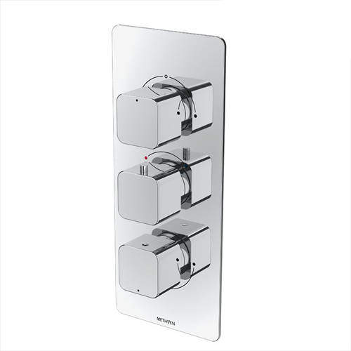 Methven Kiri Concealed Thermostatic Mixer Shower Valve (Chrome, 3 Outlets).