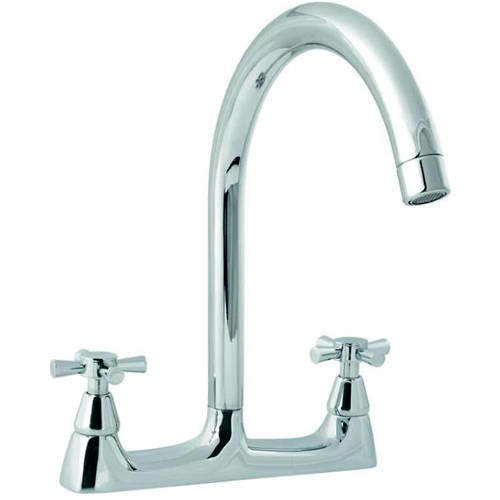 Deva Milan High Spout Deck Sink Mixer Kitchen Tap (Chrome).