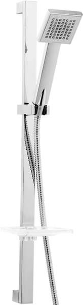 Deva Shower Kits Modern Slide Rail Kit With Square Handset & Hose (Chrome).