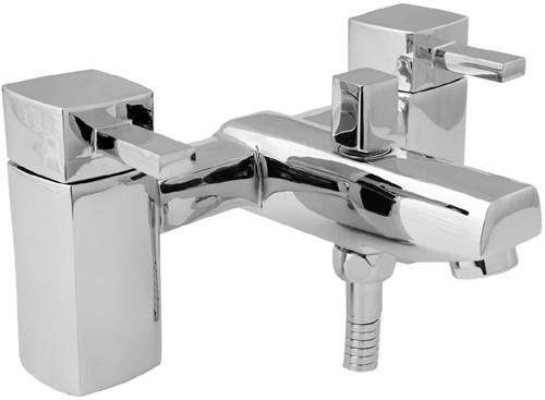 Deva Rubic Bath Shower Mixer Tap With Shower Kit (Chrome).