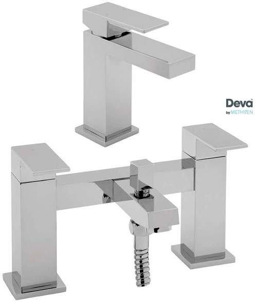 Deva Savvi Basin & Bath Shower Mixer Tap Set (Chrome).