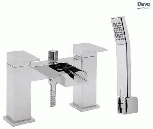 Deva Sparkle Waterfall Bath Shower Mixer Tap With Shower Kit (Chrome).