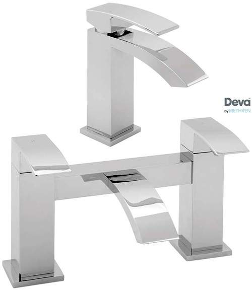 Deva Swoop Basin & Bath Filler Tap Set (Chrome).