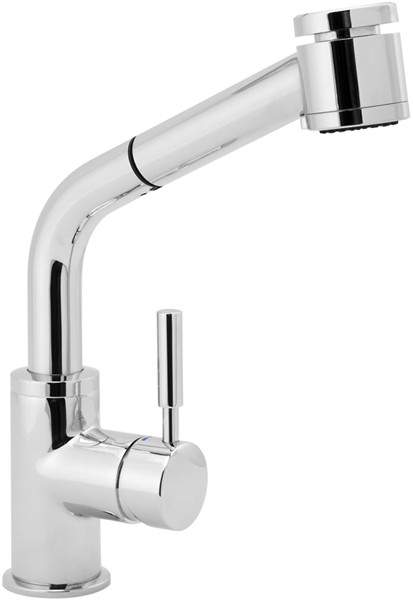 Deva Contemporary Single Lever Pull Out Rinser With Swivel Spout.
