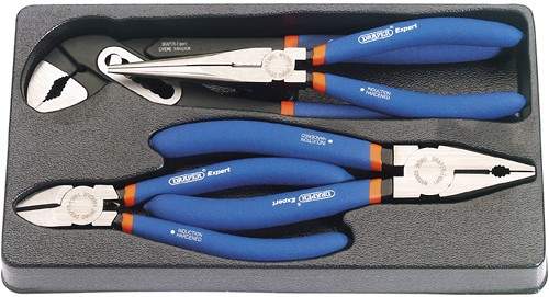 Draper Tools 4 Piece expert double dipped pliers set with tray.