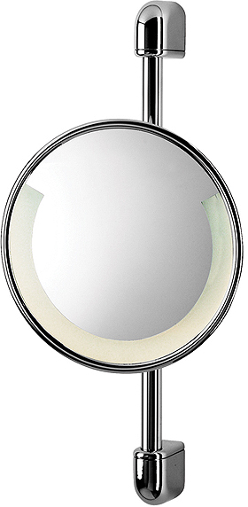 Geesa Hotel Height adjustable Mirror with light. 245mm round.