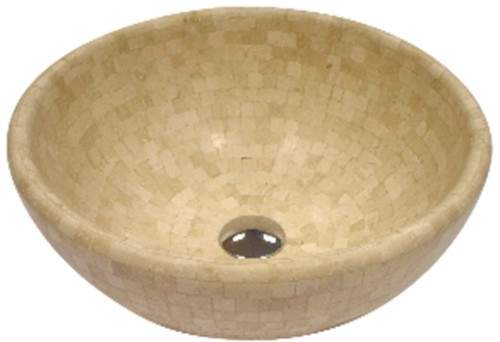 Vado Travertine mosaic stone free-standing basin.  400x165mm.