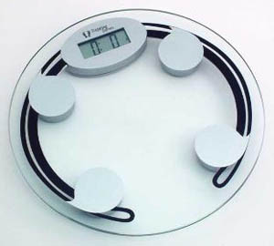 Scales Technic glass and metal personal digital bathroom scales.