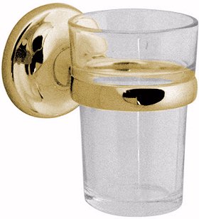 Vado Tournament Clear Glass Tumbler and Holder (Gold).