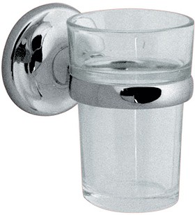 Vado Tournament Clear Glass Tumbler and Holder (Chrome).