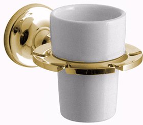 Vado Tournament Toothbrush & Ceramic Tumbler Holder (Gold).