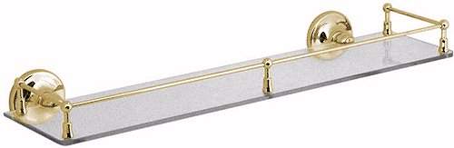 Vado Tournament Clear Glass Galley Shelf. 510mm (Gold).