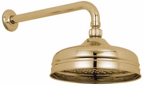 Vado Westbury Traditional 8" fixed shower head and arm in gold.