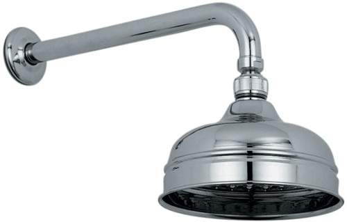 Vado Westbury Traditional 6" fixed shower head and arm in chrome.