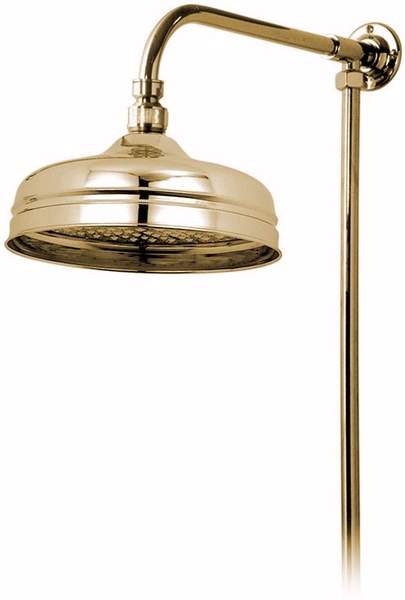 Vado Westbury Traditional rigid riser in gold with 8" shower head.