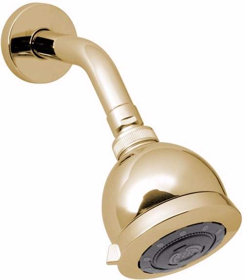 Vado Shower Gold low pressure multi function shower head and arm.