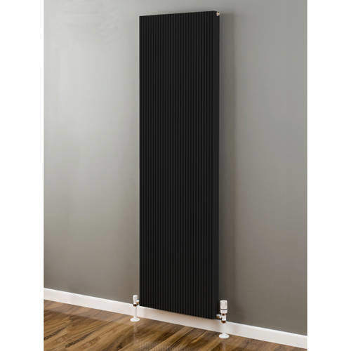 EcoHeat Hadlow Vertical Aluminium Radiator 1526x400 (Jet Black).