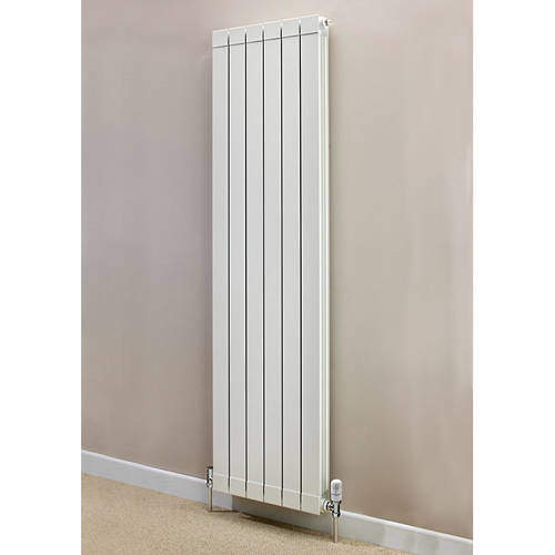 EcoHeat Saxon Vertical Aluminium Radiator & Brackets 1446x340 (White).