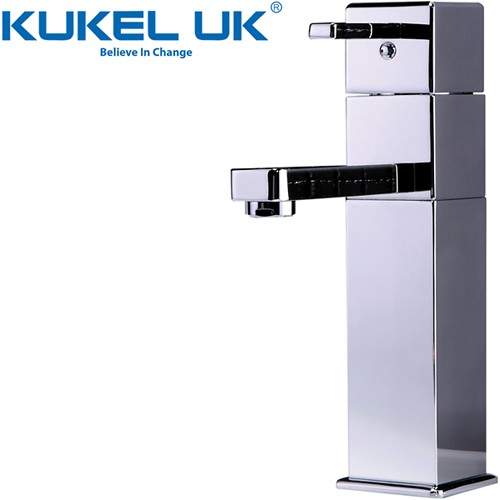Kukel UK Electric Heated Water Basin Mixer Tap With Square Body (Chrome).