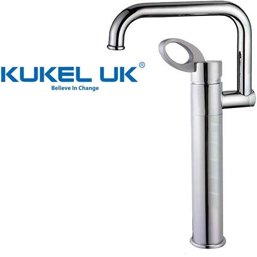 Kukel UK Electric Heated Water Kitchen Mixer Tap With Swivel Spout (Chrome).