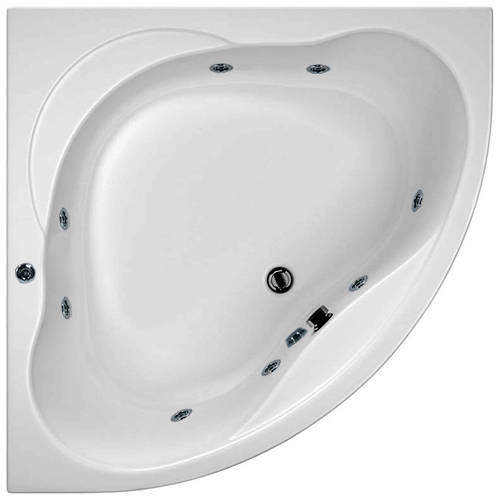 Hydracast Laguna Corner Whirlpool Bath With 8 Jets & Panel, 1400x1400mm.
