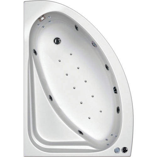 Hydrabath Orlando LH Corner Whirlpool Bath With 24 Jets & Panel, 1500x1040.