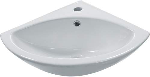 Hydra Corner Basin & Brackets (1 Tap Hole).  Size 370x370mm.