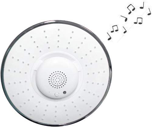 Hydra Showers Shower Head With Bluetooth Speaker (White & Chrome).