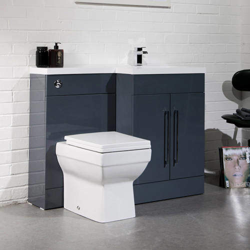 Italia Furniture L Shaped Vanity Pack With BTW Unit & Basin (RH, Anthracite).