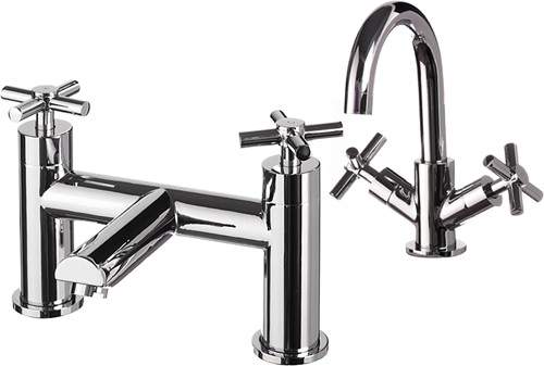 Hydra Coast Basin Mixer & Bath Filler Tap Set (Chrome).