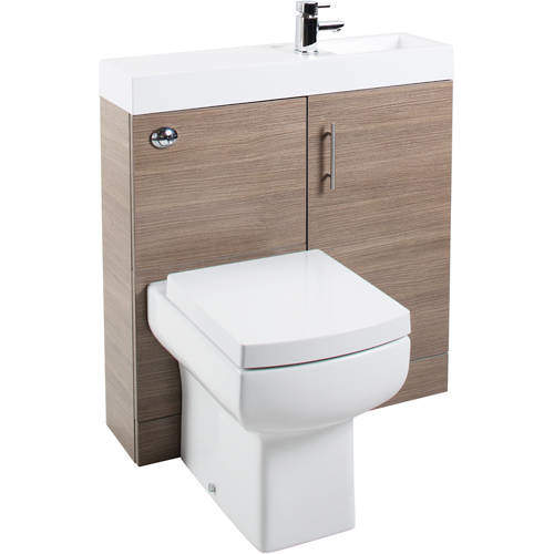 Italia Furniture Cube Plus Pack With Oak Vanity, BTW Unit & Basin (RH).