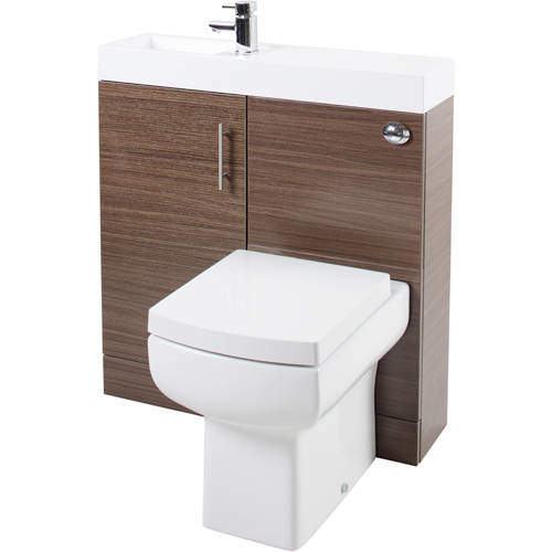 Italia Furniture Cube Plus Pack With Walnut Vanity, BTW Unit & Basin (LH).