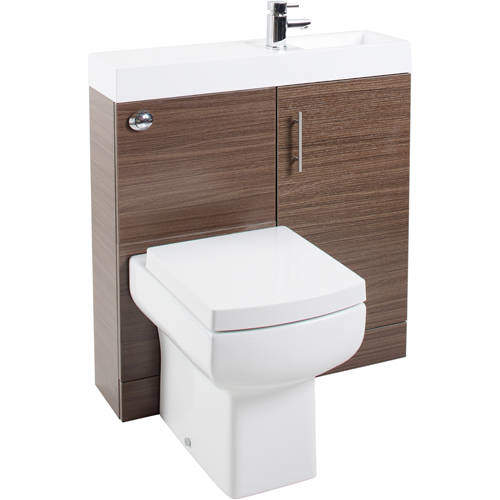 Italia Furniture Cube Plus Pack With Walnut Vanity, BTW Unit & Basin (RH).