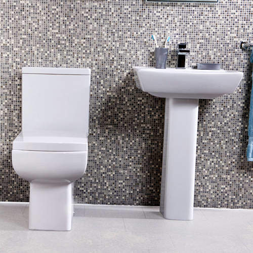 Oxford Daisy Lou Suite With Flush To Wall Toilet, Seat, Basin & Full Pedestal.