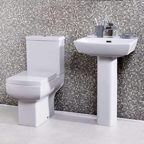Oxford Daisy Lou Suite With Close Coupled Toilet, Seat, Basin & Full Pedestal.