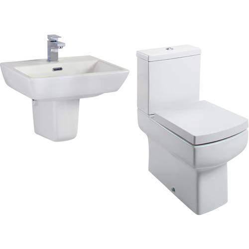 Oxford Daisy Lou Suite With Flush To Wall Toilet, Seat, Basin & Semi Pedestal