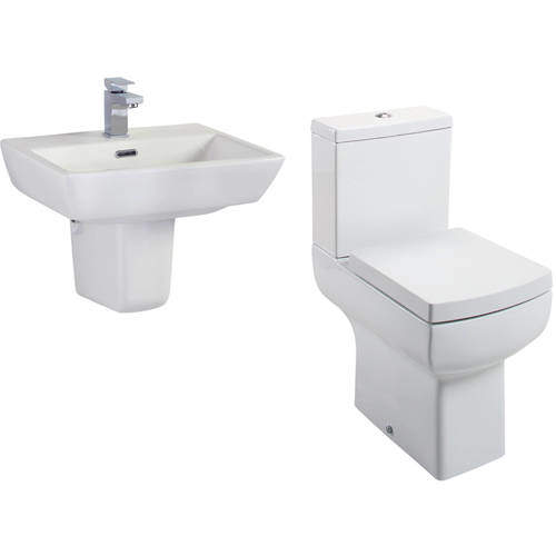 Oxford Daisy Lou Suite With Comfort Height Toilet, Seat, Basin & Semi Pedestal