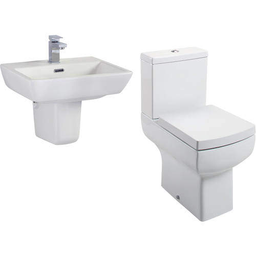 Oxford Daisy Lou Suite With Close Coupled Toilet, Seat, Basin & Semi Pedestal