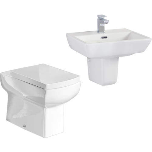 Oxford Daisy Lou Suite With BTW Toilet Pan, Seat, Basin & Semi Pedestal.