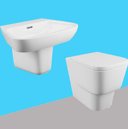 Oxford Dearne Bathroom Suite With BTW Toilet Pan, Basin & Semi Pedestal.