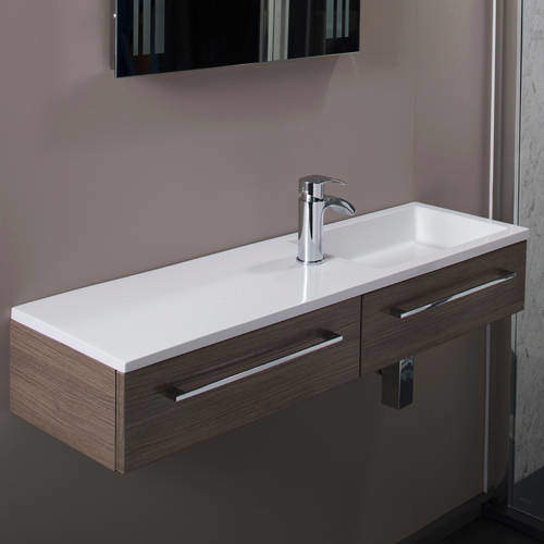 Italia Furniture 1000mm Vanity Unit With Drawer & Basin (Medium Oak).