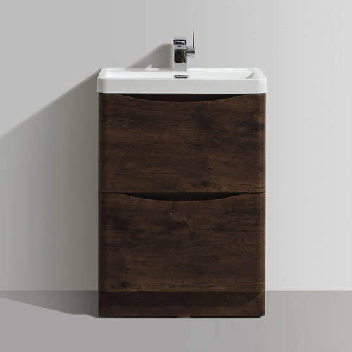 Italia Furniture 600mm Vanity Unit With Basin (Chestnut).