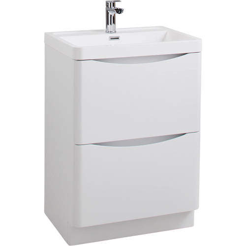 Italia Furniture 600mm Vanity Unit With Basin (White Ash).