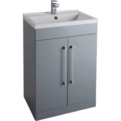 Italia Furniture 600mm Vanity Unit With White Basin (Grey).