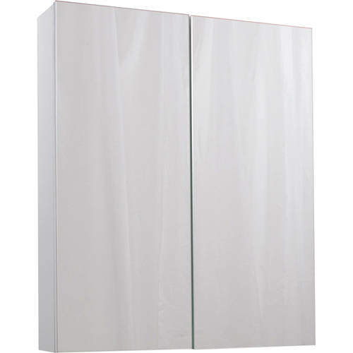 Italia Furniture 2 Door Mirror Bathroom Cabinet 600mm (Gloss White).