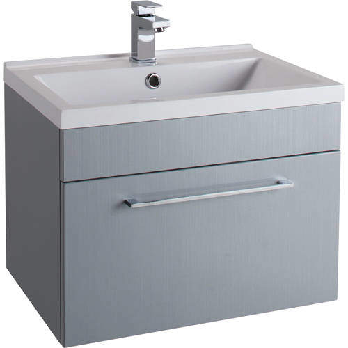 Italia Furniture 600mm Vanity Unit With Drawer & White Basin (Grey).