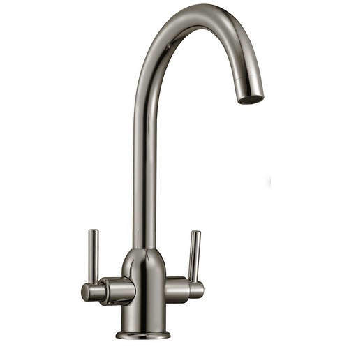 Hydra Ruby Kitchen Tap With Twin Lever Controls (Brushed Steel).