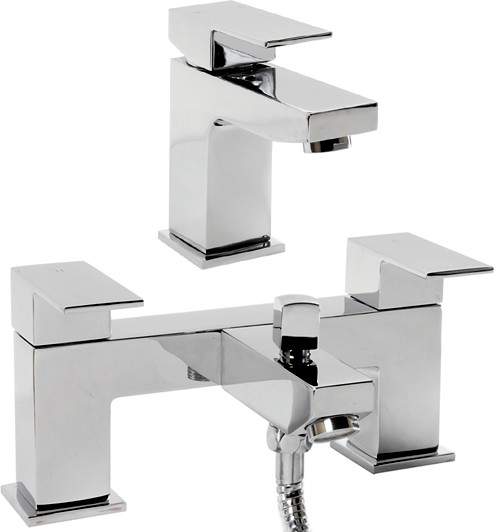 Hydra Lucca Basin & Bath Shower Mixer Tap Set (Chrome).