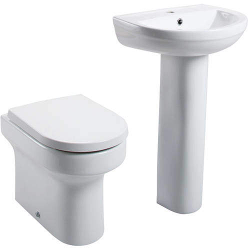Oxford Montego Bathroom Suite, BTW Toilet Pan, Seat, Basin & Pedestal.