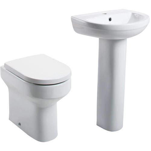 Oxford Montego Bathroom Suite, Comfort Pan, Seat, Basin & Pedestal.